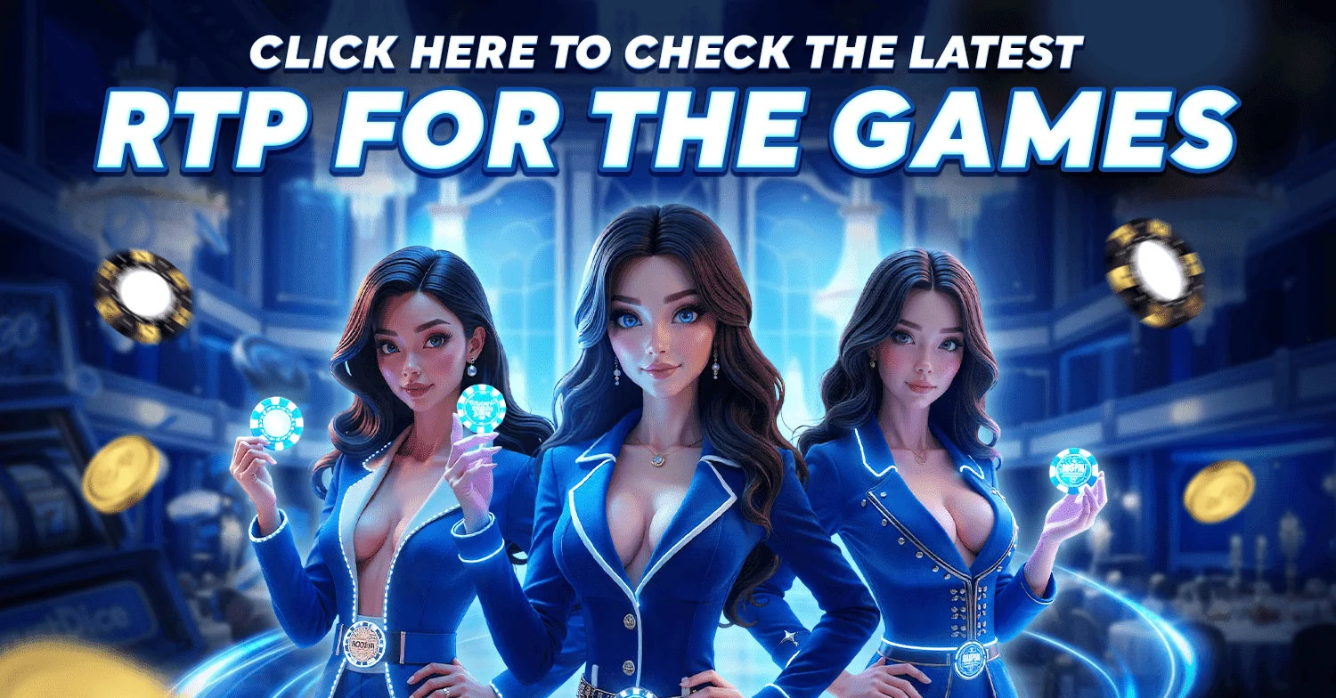 ROOSPIN lobby banner inviting players to check the latest RTP for the games